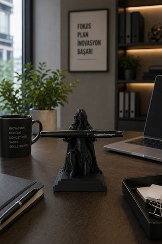 Kadın Şövalye Figürlü Kalem Tutucu Masa Üstü Organizeri & Dekoratif Aksesuar Hediye Alternatifi 7 X 11 Cm