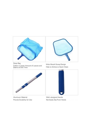 Tongxida İyileştirilmiş Havuz Temizleme Seti - Sığ Yaprak Toplama Ağı + Uzayabilir Alüminyum Sap