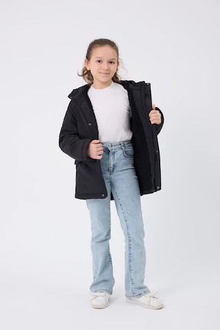 Spor Kız Çocuk Kürklü Su Ve Rüzgar Geçirmez Kapüşonlu 3 Mont Parka-121 Siyah