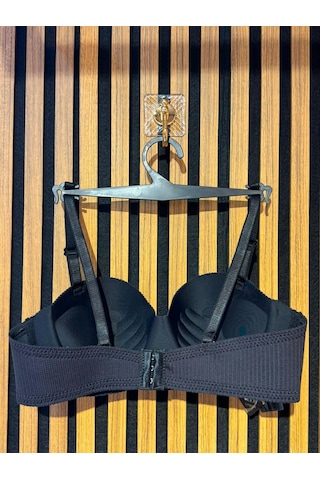101Dzyn Ö.m.f Lingerie Kadın Fitilli Lazer Kesim Dikişsiz Balensiz Avuç İçi El Dolgulu Push Up Sütyen Koyu Siyah