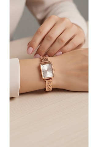Rose Renk Şık Minimal Kasa Vintage Seri Genç Kız Kadın Kol Saati Su-539 Rose Gold