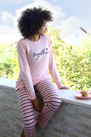 Akbeniz Kadın Penye Uzun Kol Pijama Takım 4190 - L Pembe