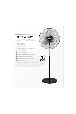 Raks SF 18 Windy Sanayi Tipi Ayaklı Vantilatör