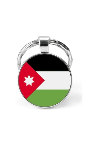 Tamgacrafts Ürdün Jordan Bayrağı Metal Anahtarlık Ülke Temalı Hediyelik Çok Renkli