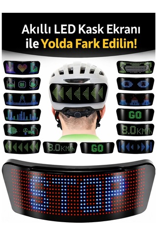 Akıllı Led Kask Ekranı Uygulama Kontrollü, Şarjlı, Tüm Kasklara Uyumlu Trafikte Görünürlük Sağlayan Diğer