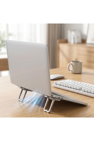 1 Çift Yapışkanlı Katlanabilir Laptop Standı Mini Notebook Yükseltici, Taşınabilir Kaymaz Laptop Ayağı