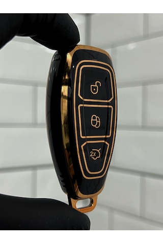 Ford Kuga Focus Mondeo Bmax Cmax Smax Uyumlu Anahtar Kılıfı Gold - Siyah