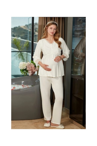 Moda Dua Aqua 26626 Pijama Takım Krem