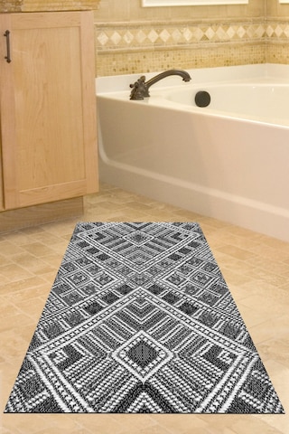 Dekoreko Kaymaz Taban Djt Banyo Halısı Trend Modern 2029 Siyah