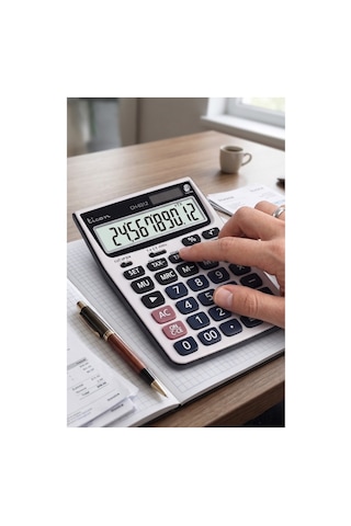 Hesap Makinesi Gri 13x18.5cm 1 Adet Ticon Ch-6312 12 Haneli Hafızalı Orta Boy Ofis Büro Masaüstü Hesap Makinası