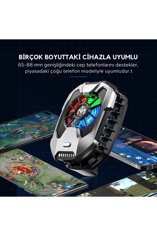 Polham Rgb Işıklı Turbo Telefon Soğutucu 6000 Rpm Turbo Fan, Fırtına Tip Soğutma, Telefon Soğutucu