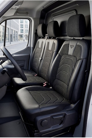 Siyah - Siyah Panda Bodrum Serisi Ford Transit 2014+ Araca Özel Keten Ticari Oto Koltuk Kılıfı