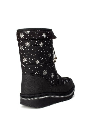 Ayakkabımood Le Petit Siyah Kar Desenli Taşlı İçi Kürklü Kız Çocu Siyah