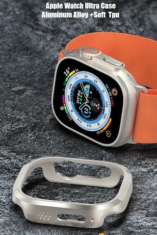 Movenchy Apple Watch Ultra 49mm Mo-wt3 Alüminyum Kasa Koruyucu - Gold