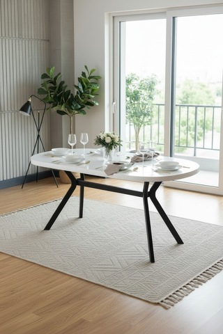 Zae Mdf Yemek Masası 90x170 Cm Beyaz Beyaz