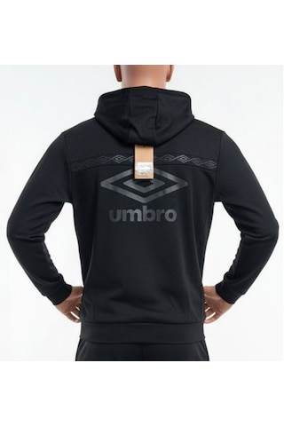 Umbro Lotus Erkek Siyah Kapüşonlu Fermuarlı Sweatshirt / Hırka - Tc0255 Siyah