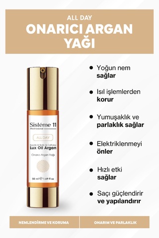 Sistéme 11 Argan Yağı içeren Besleyici Saç Bakım Yağı 50 ML