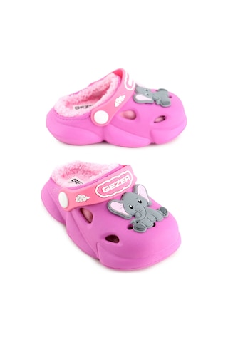 Gezer Kız Çocuk Kışlık Eva İçi Peluşlu Ev Bahçe Kreş Terlik Sandalet Fuşya