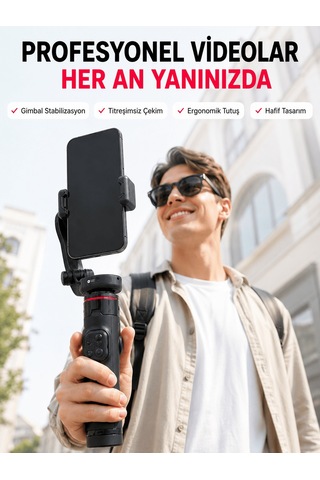 Akıllı Takipli Gimbal Selfie Stick Profesyonel Video Çekim Stabilizatörü Uzayabilir Tripod