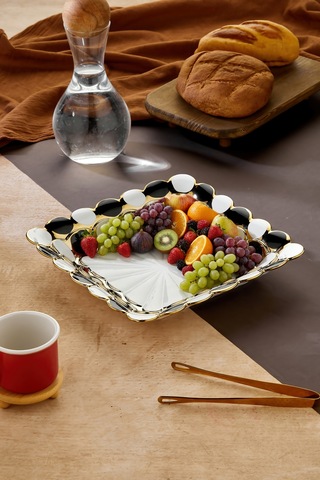 Cooker 30 Cm Porselen Kare Sunumluk Dekoratif Kase Ckr3836 Beyaz