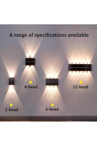 Led Duvar Lambası Dış Mekan Güneş Işığı Yukarı Ve Aşağı Modern Duvar Aydınlatması Ip65 Su Geçirmez Dış Mekan Duvar Lambası Teras Bahçe Giriş Koridor Çitler Beyaz Işık, 2 Başlı
