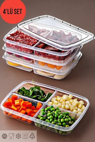 Ny Home 4'lü Set Difrizde Kullanıma Uygun, Küçük Boy Kare Saklama Kabı