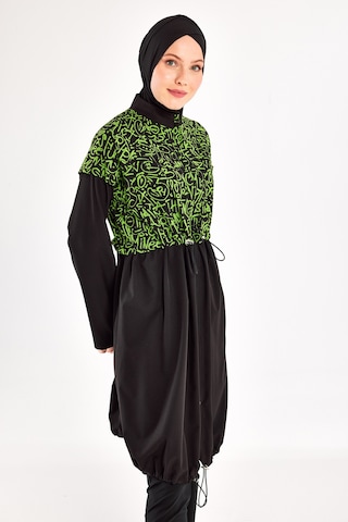 Spor Likra Tam Kapalı Tesettür Mayo Selına 1217 Siyah Siyah02 Siyah