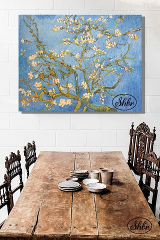 Tekli, Yatay, Kanvas, Dekoratif, Duvar, Tablosu , Vincent Van Gogh, Çiçek Açan Badem Ağacı,
