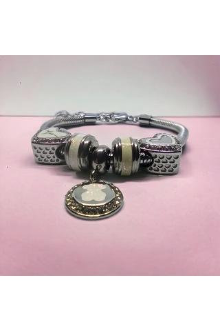 Kesebe Taşlı Çelik Kadın Bileklik