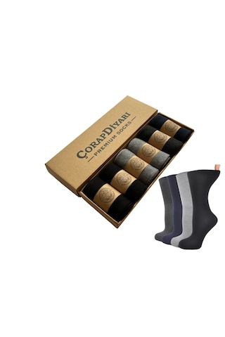 Çorapdiyarı Premium Serisi 6'lı Sıkmayan Lastikli Pamuklu Çorap