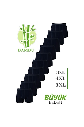 Arma Yıldız Bambu Erkek Büyük Beden Boxer Lacivert 10'lu Paket-lacivert