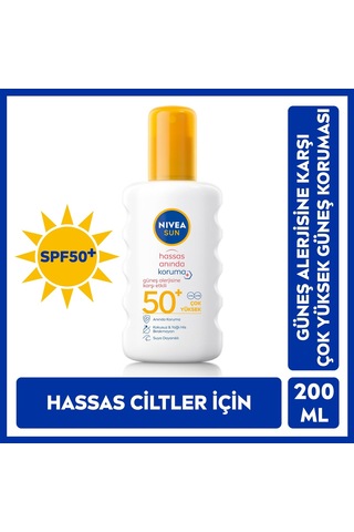 Nıvea Sun Spf50 Hassas Ciltlere Özel Çok Yüksek Güneş Koruyucu Sprey 200ml, Güneş Alerjisine Karşı Etkili,kokusuz Sku: Smg8690010401175 Açık Bej