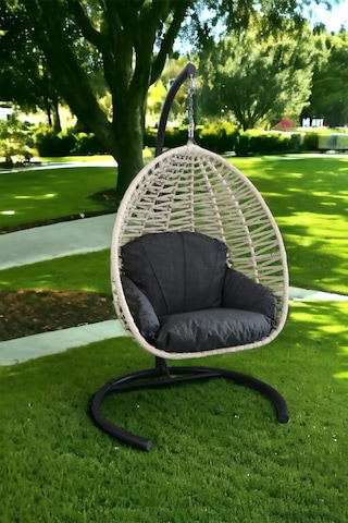 Monalin Home Garden Sofya Makrome El Örgüsü Balkon & Teras & Bahçe Salıncağı Krem