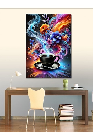 Kanvas Tablo Renkli Kahve Keyfi 70cmx100cm