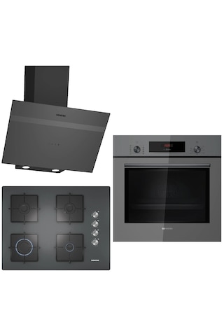 Siemens HB012FBH1T-EO7C9PO12O-LC64KPJ70T Gri 3 Lü Ankastre Set