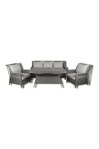 Filamak Rattan Bahçe Balkon Mobilyası 3 1 1 Masa Oturma Grubu Bora Deluxe Gri
