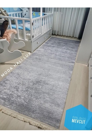 Gri Kaymaz Taban Makinede Yıkanabilir Halı