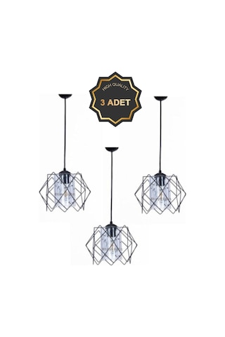 Trend Kitchen 3 Adet Silvano Koza Prizma Sarkıt Salon, Mutfak, Çocuk Odası, Koridor Avize Siyah Trend Kitchen 3 Adet Silvano Koza Prizma Sarkıt Salon, Mutfak, Çocuk Odası, Koridor Avize Siyah