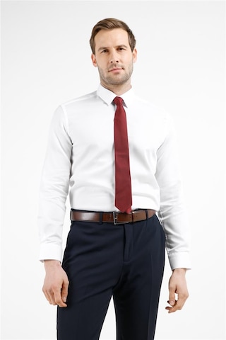 İmza Beyaz Uzun Kol Sert Yaka Kendinden Desenli Pamuk Slim Fit Gömlek 1004255201 M