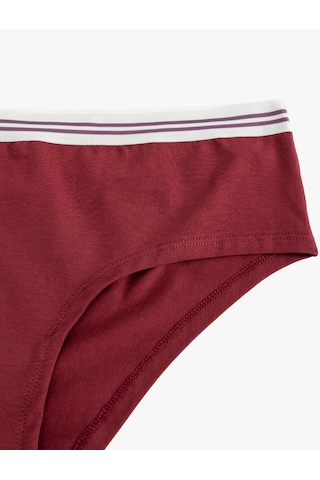 Koton Yüksek Bel Hipster Külot Pamuklu Renk Kontrastlı Bordo 5wlk30074mk Bordo