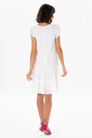 Kolsuz Şile Bezi Nakışlı Delfin Kısa Yazlık Otantik Elbise Beyaz Byz-beyaz