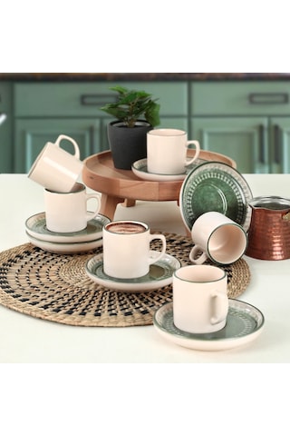 Keramika Maya Nordıc Kahve Fincan Takımı 12 Parça 6 Kişilik - 20789-98