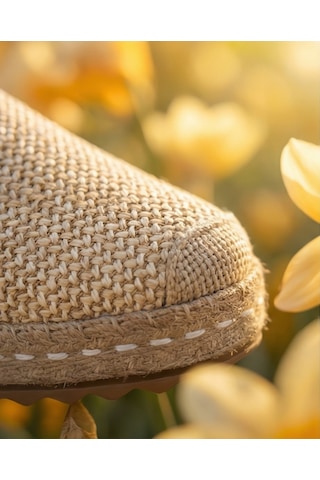 Futsishoes Lucıa Hasır Hakiki Deri Dikiş Detaylı Kadın Espadril Bej