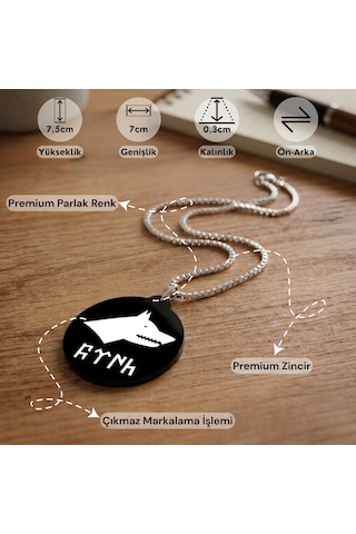 Göktürk Bayrağı Ve Ay Yıldız Bröve Çift Taraflı Dikiz Aynası Süsü - Premium Piano Black Pleksi Klipsli Zincirli Araç Aksesuarı
