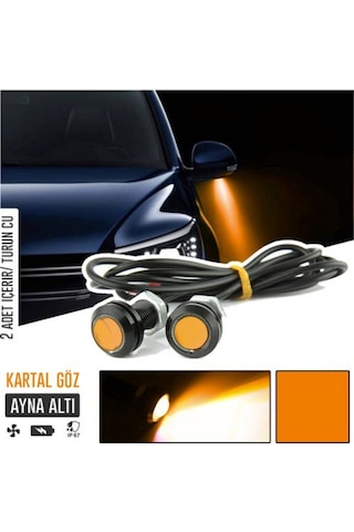Kartal Göz Led Ayna Altı Led Eagle Eye Civatalı Turuncu Renk 18mm Sts Oto Aksesuar