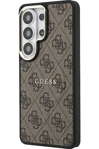 Galaxy Uyumlu S26 Ultra Kılıf Guess Lisanslı M-safe Uyumlu Pu Deri 4g Desenli Yazı Logolu Kapak Kahverengi Kahverengi