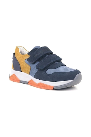 Ortopedikal 3880 Rakerplus Hakiki Deri Lacivert Taba Çocuk Sneakers Spor Ayakkabı Cırtlı Lacivert-taba