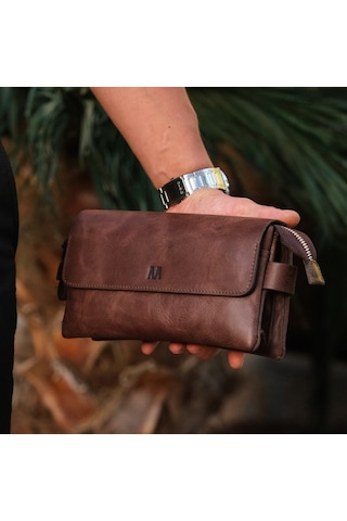 Mft Leather Hakiki Deri Unisex Fermuarlı Cüzdan Lotus 1616 Flother Turuncu