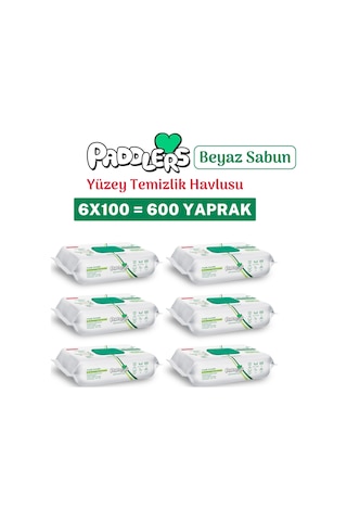 Paddlers Easy Clean Beyaz Sabun Katkılı Yüzey Temizlik Havlusu 600 Yaprak (6x100)