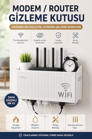 Wifi Saklama Toplama Kutusu Duvara Asılabilir Pleksi Sigorta Kutusu Beyaz